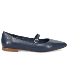 Mary Jane ballerina cristin in blue nappa leather with strap and pouch detailing
