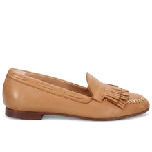 Mocassin femme duccio del duca en cuir couleur cuir avec frange