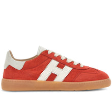 Baskets femme Hogan Cool en daim rouge avec détails en nappa blanche