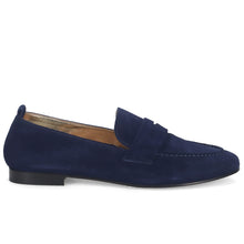 Mocassin femme Sangiorgio en daim non doublé bleu