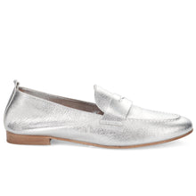 Mocassin femme sangiorgio en cuir métallisé argent