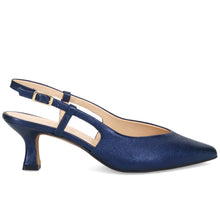 Slingback Sangiorgio en cuir métallisé bleu avec talon moyen confortable