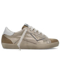 4B12: Zapatillas de mujer 4b12 Suprime en piel platino y ante beige