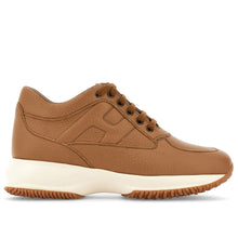 Baskets femme Hogan Interactive en cuir martelé couleur cuir