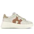 Hogan: Damen-Sneakers Hogan Rebel aus Nappa- und Wildleder in Rosa, Elfenbein und Beige
