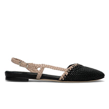 Flache Slingback Intreccio schwarz grau