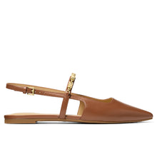 Michael Kors Diana Flex slingback ballerina in leer kleur leer met gouden Empire monogram