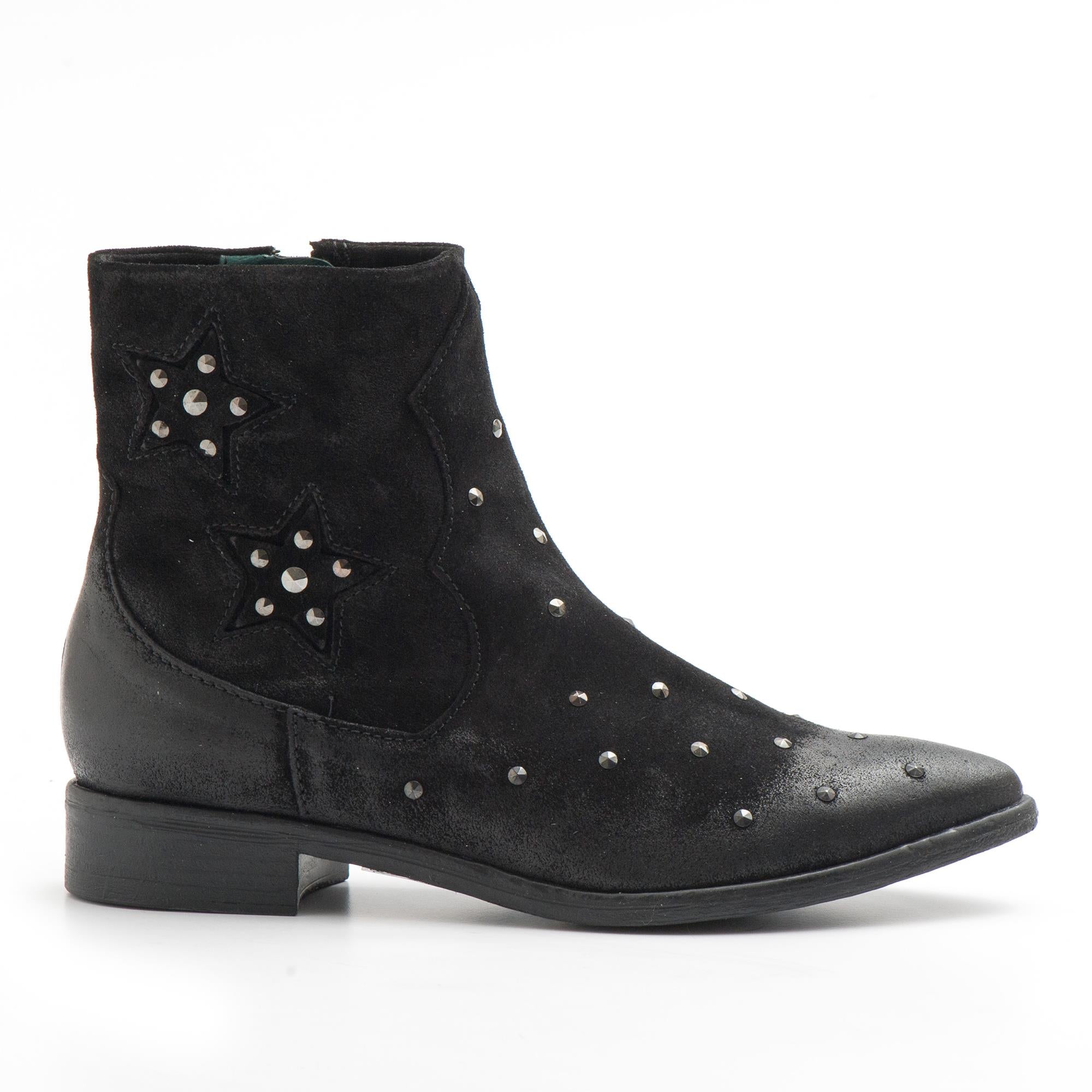 Play ankle boots in black suede with studs