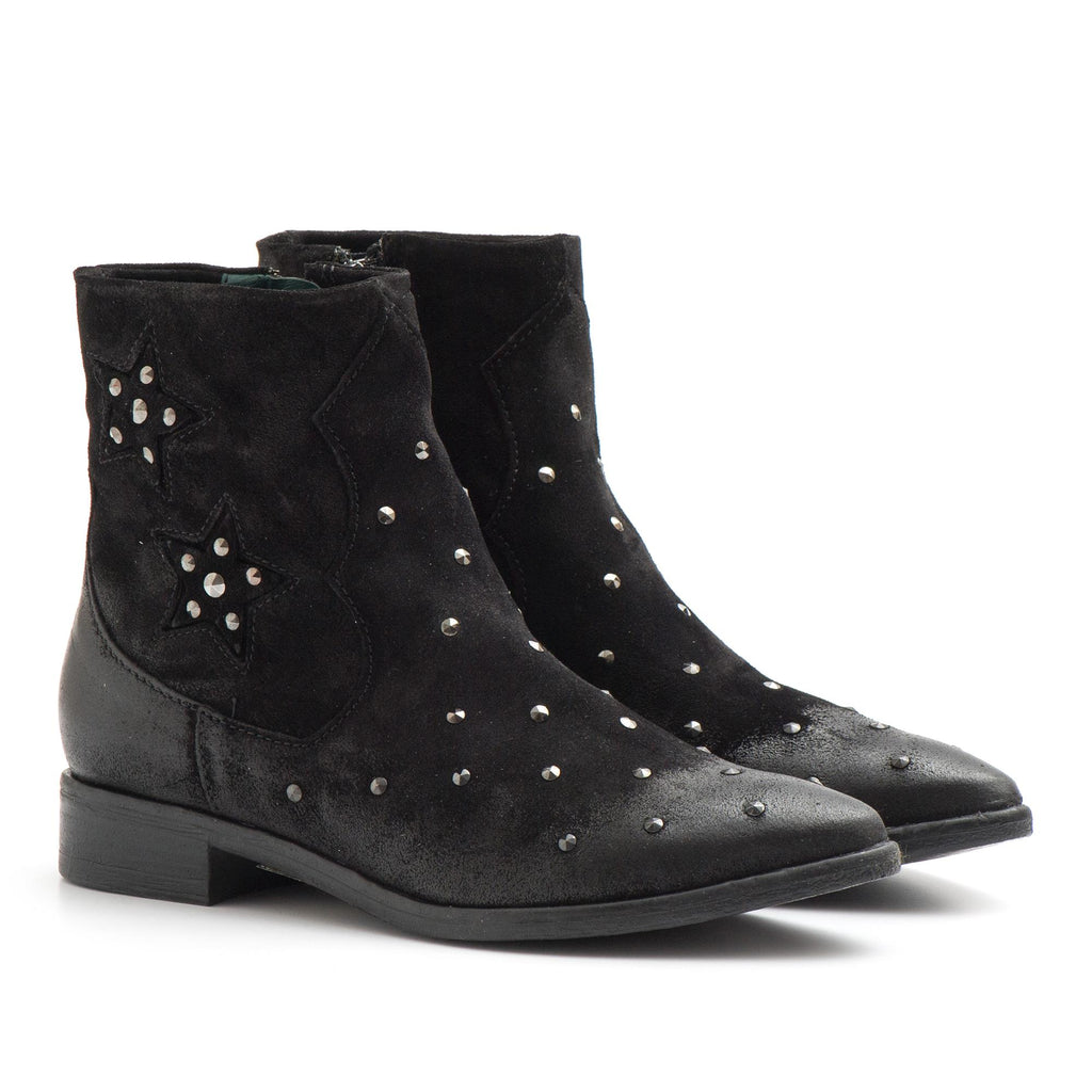 Play ankle boots in black suede with studs