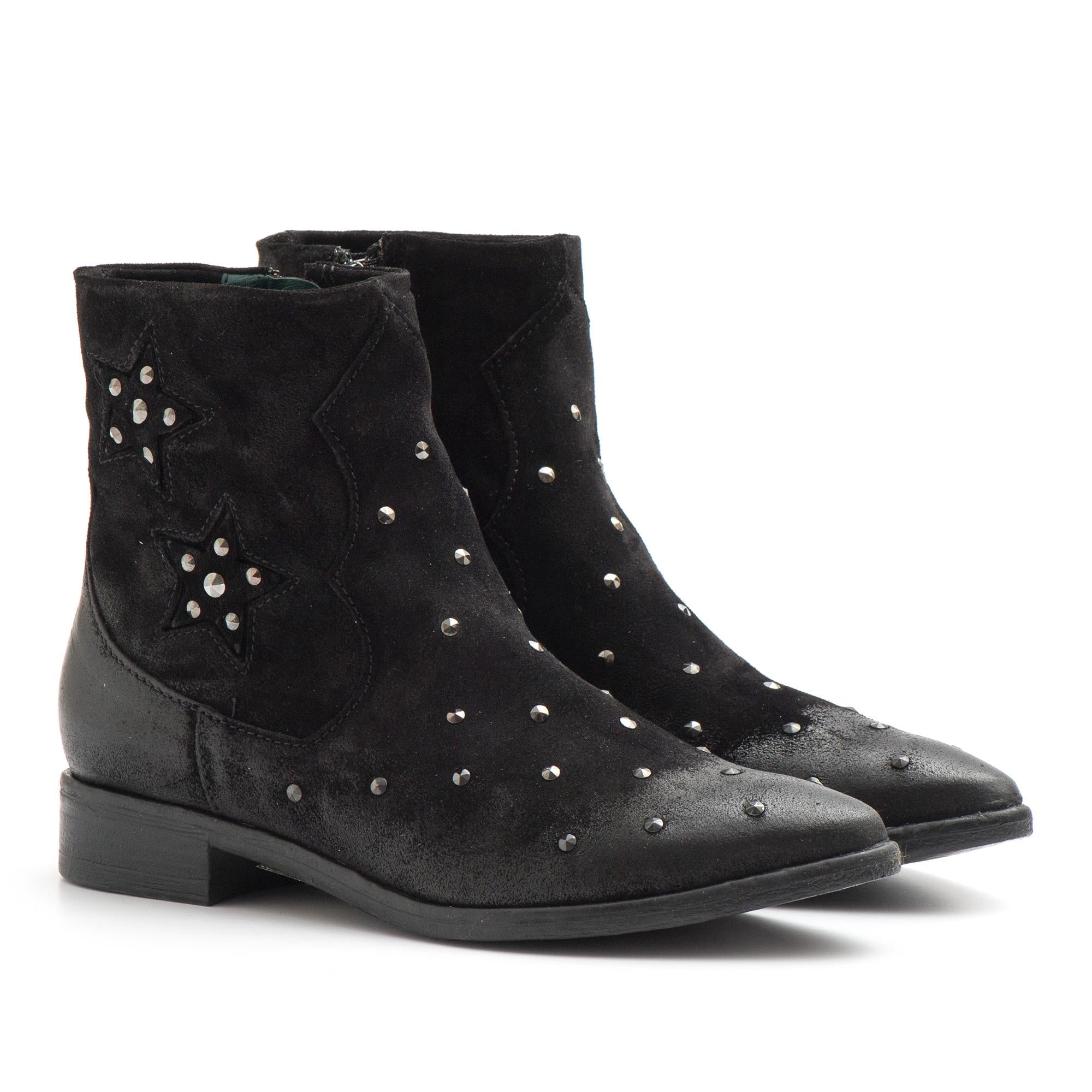 Play ankle boots in black suede with studs